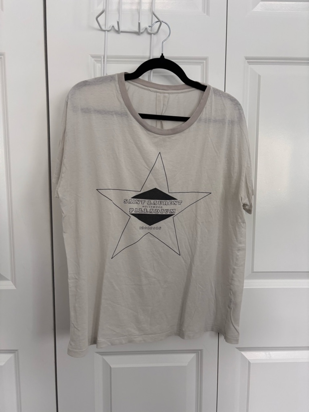 Saint Laurent Cream Graphic Star Logo Tee